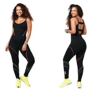 Zumba Fitness Black Jumpsuit with Vibrant Accents